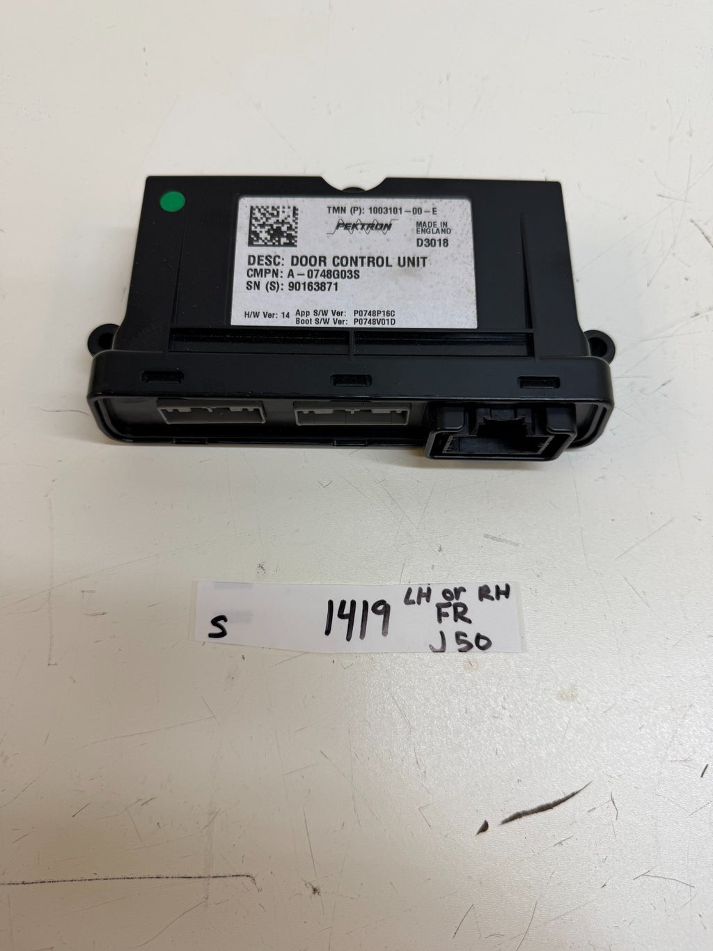 2012-2020 TESLA MODEL S FRONT LEFT DOOR PANEL CONTROL MODULE UNIT 1003101-00-E
