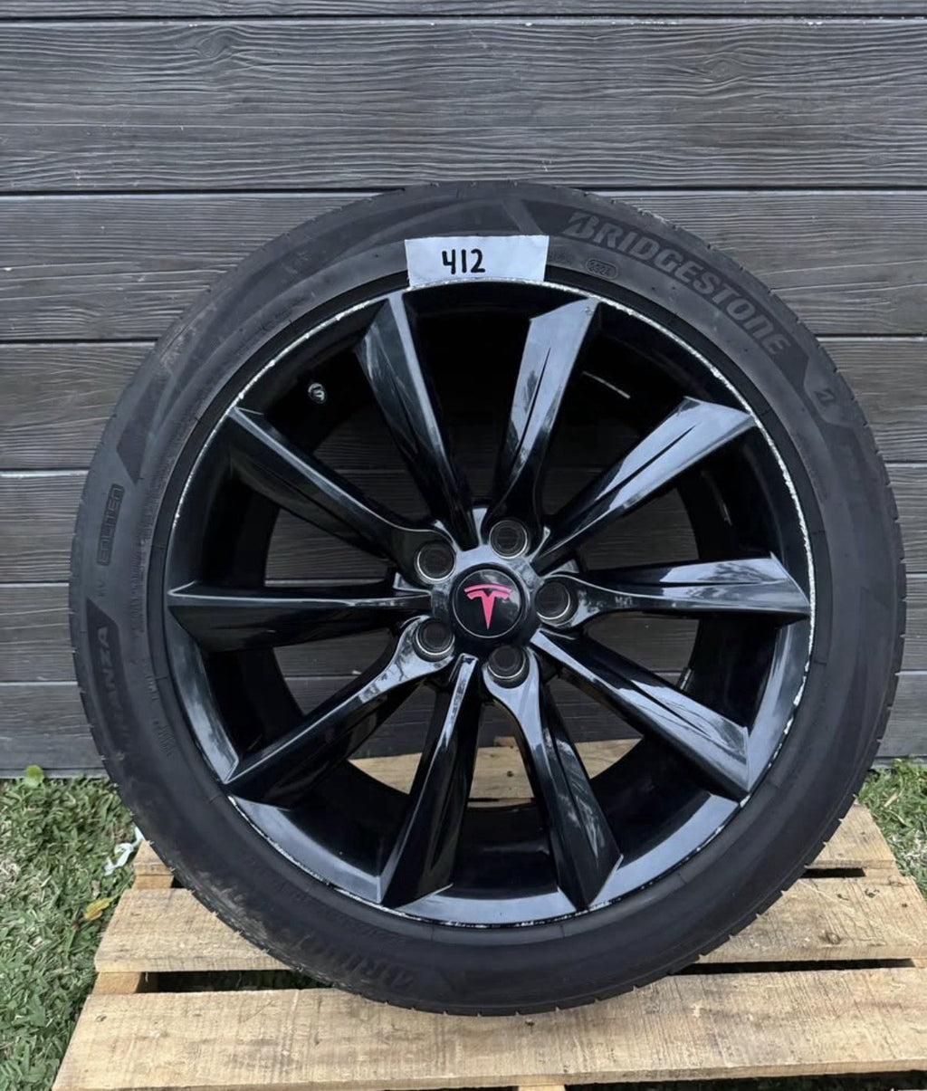 20-24 TESLA MODEL Y SET R19 Black   OEM Factory Original Wheel Rim 1059337-00-A