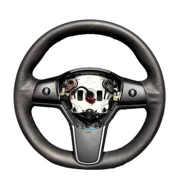 17-23 TESLA MODEL 3 STEERING WHEEL LEATHER W/ CONTROL SWITCH OEM, 1490214-00-B