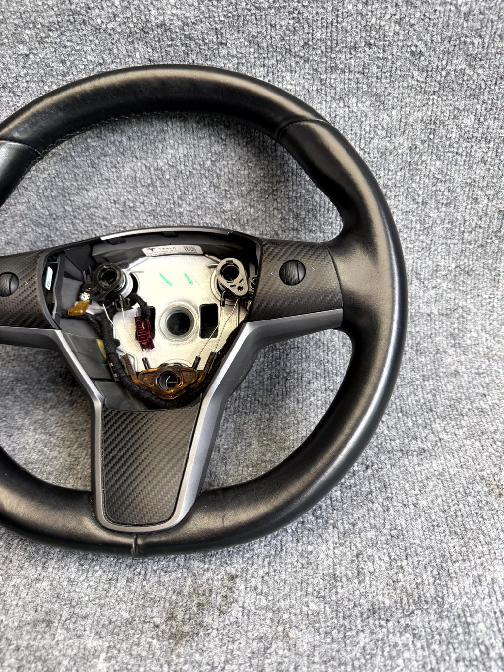 2017-2023 TESLA MODEL 3/Y HEATED LEATHER STEERING WHEEL BLACK OEM, 1490214-00-B