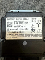 2017-2023 TESLA MODEL 3 SAFETY RESTRAINT COMPUTER CONTROL MODULE OEM, 109575700C