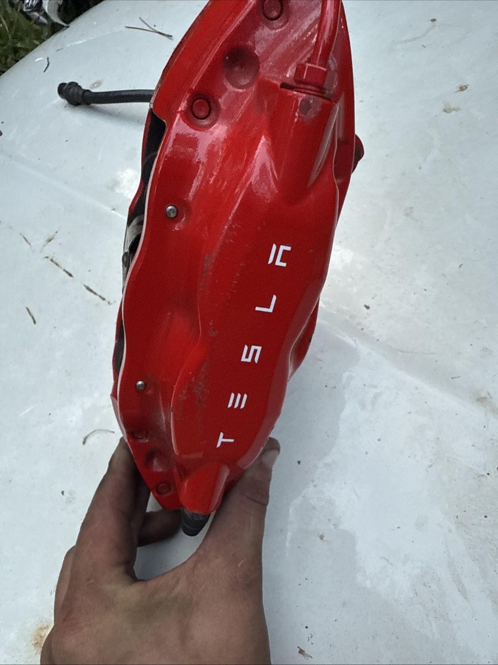 ♦️12-20 TESLA MODEL S REAR LEFT SIDE BRAKE CALIPER BREMBO RED OEM,  6006434-01-C
