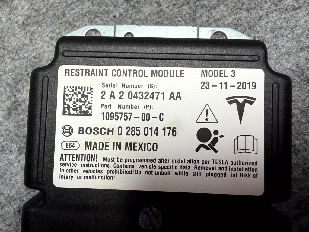 ♦️2017-2023 TESLA MODEL 3 RESTRAINT COMPUTER CONTROL MODULE UNIT OEM, 109575700C
