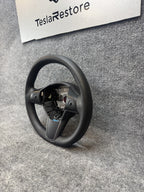 20-24 TESLA MODEL Y LEATHER STEERING WHEEL W/ CONTROL SWITCHES OEM, 1095222-00-N