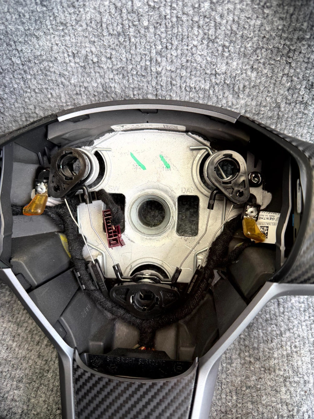 2017-2023 TESLA MODEL 3/Y HEATED LEATHER STEERING WHEEL BLACK OEM, 1490214-00-B