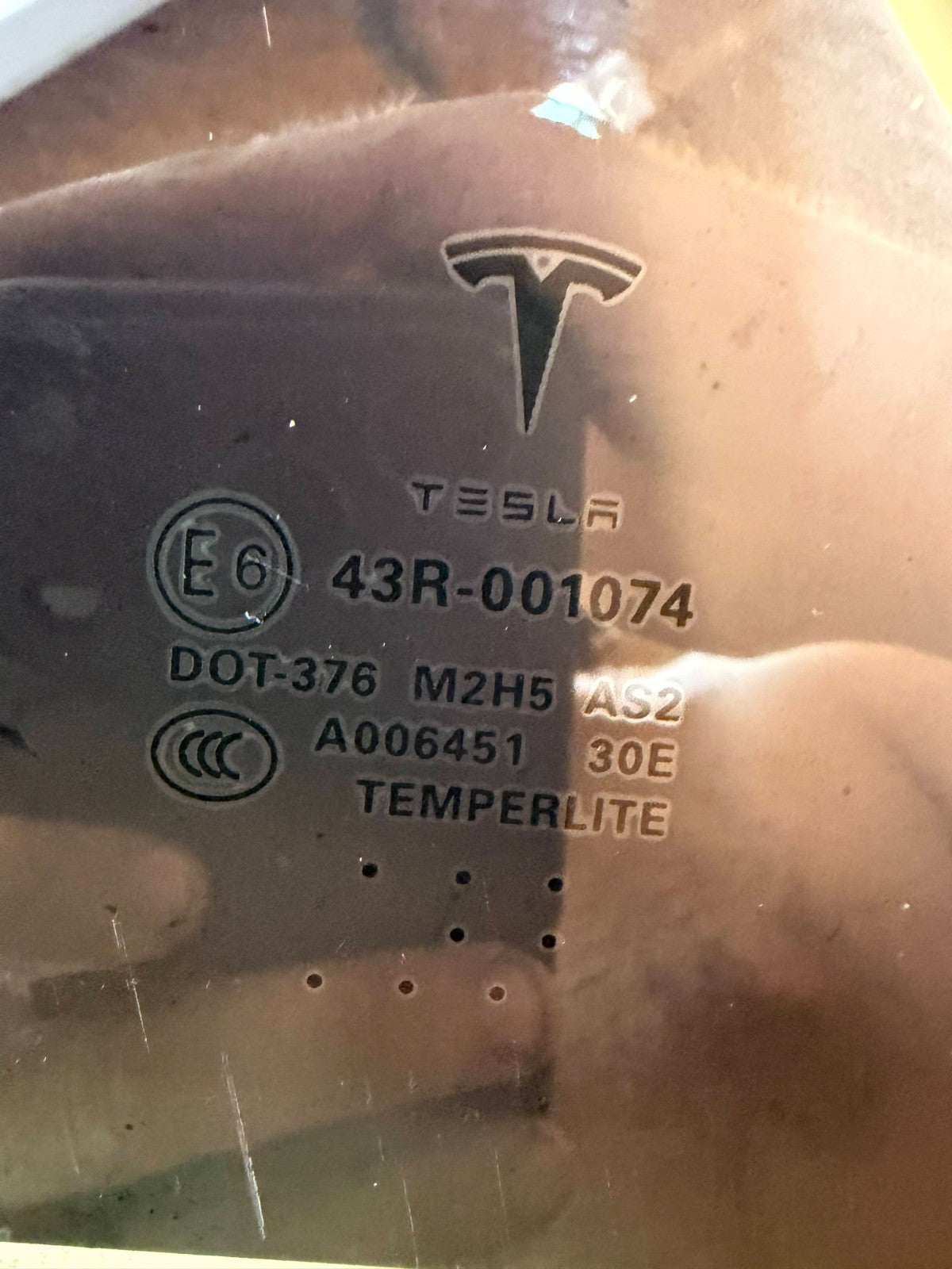 2012-2020 Tesla Model S Rear Right Side Door Window Glass Tinted OEM 43R-001074