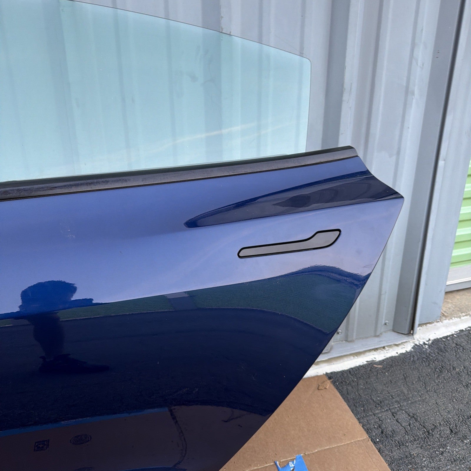 21-23 OEM Tesla Model 3 Rear Left Driver Side Door Shell Panel COMPLETE BLUE