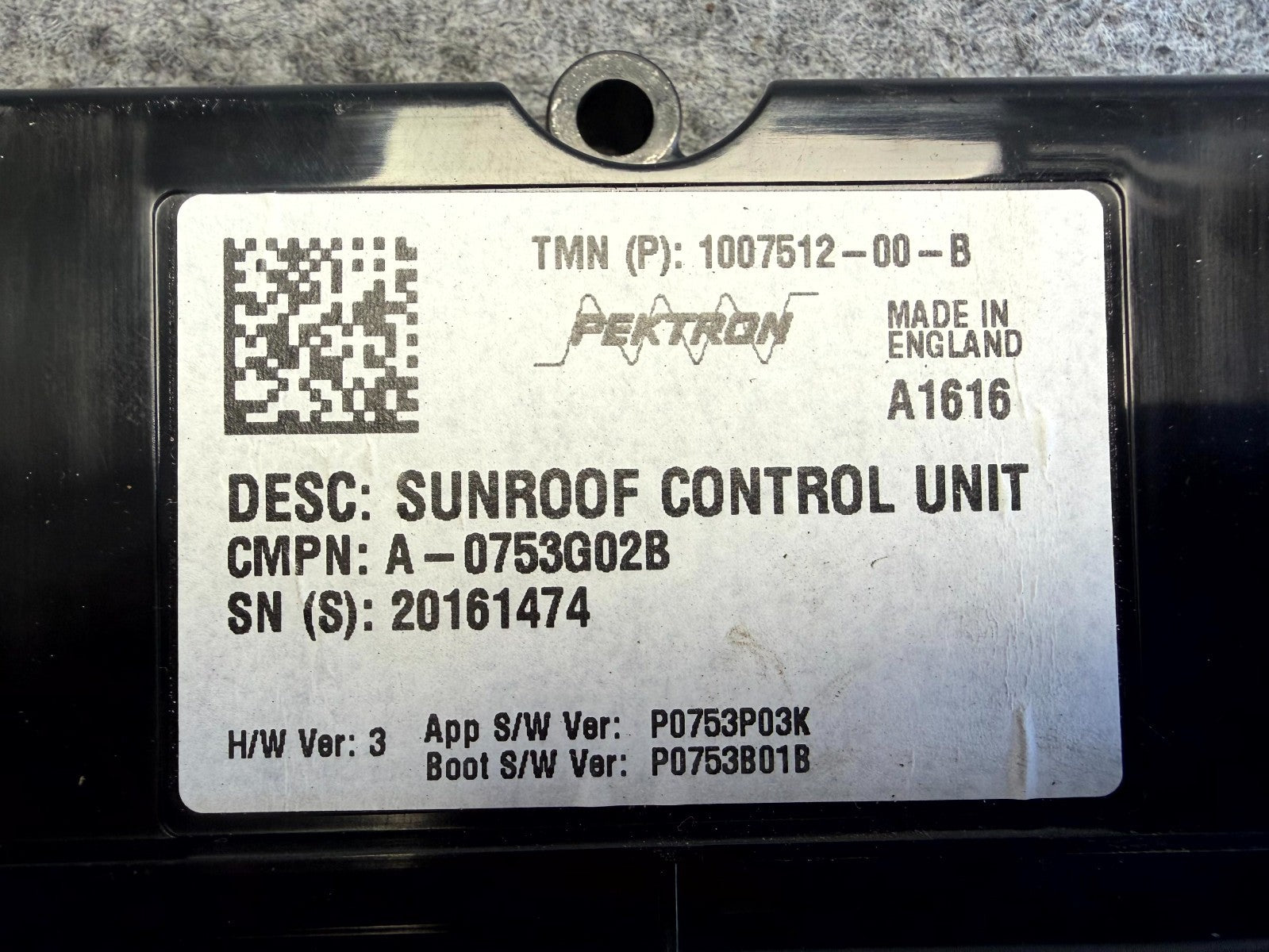 ♦️12-20 TESLA MODEL S SUNROOF CONTROLLER MOON ROOF CONTROL MODULE OEM,100751200B