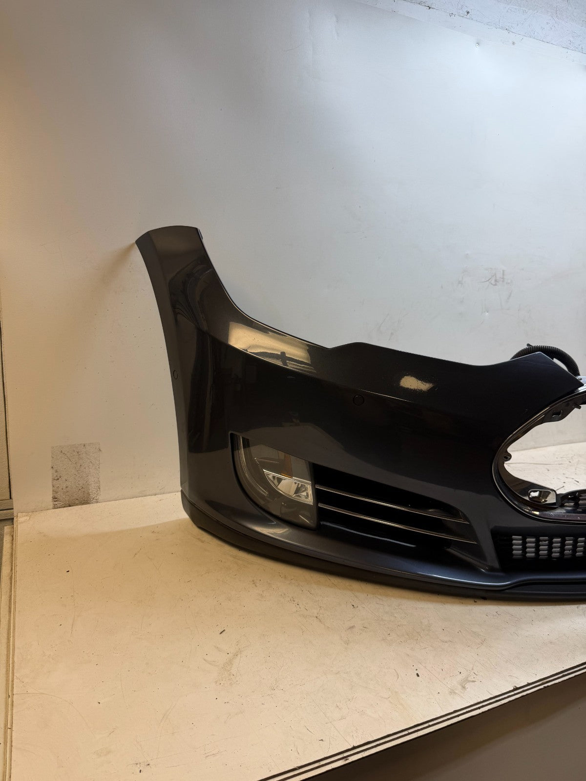 2012-2016 Tesla Model S Front Bumper Cover Complete W/ Lights OEM