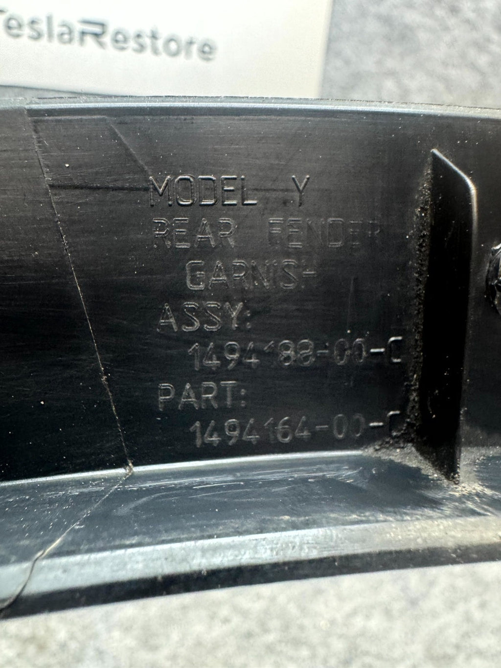 2020 - 2024 TESLA MODEL Y REAR RIGHT SIDE WHEEL FLARE MOLDING OEM, 1494164-00-C