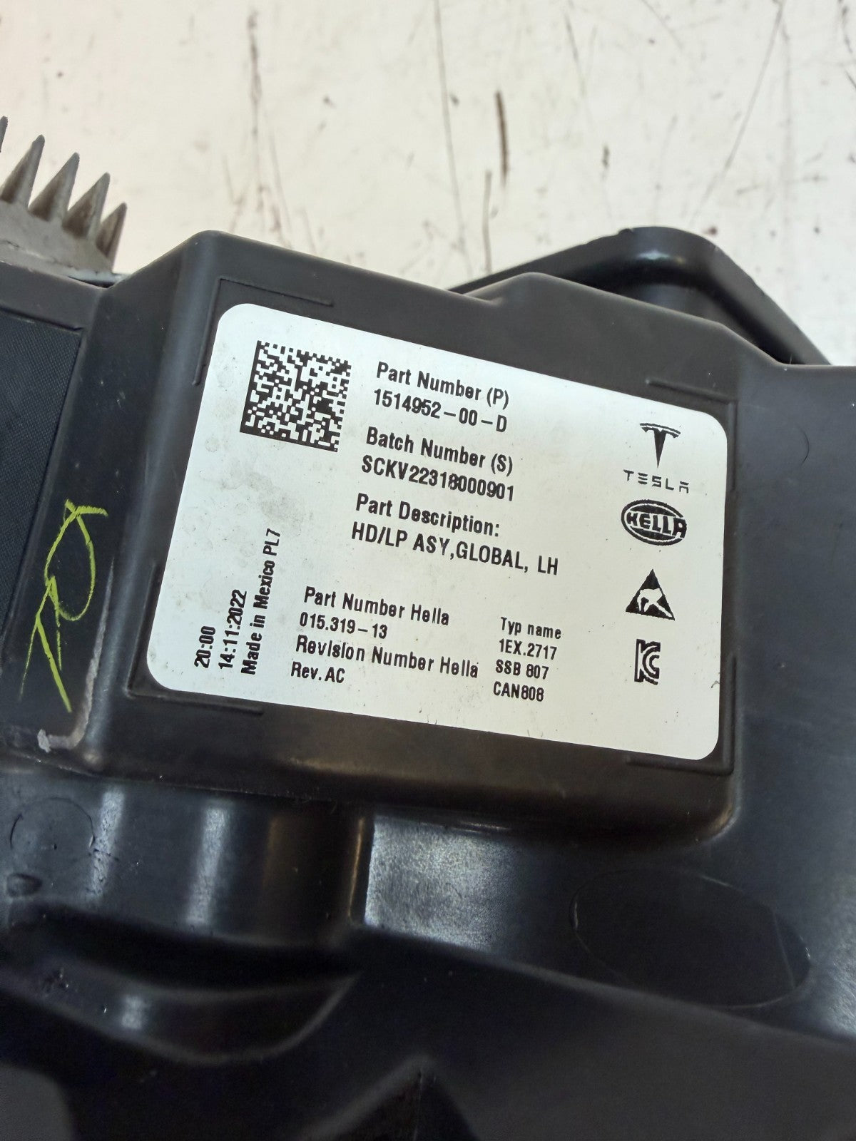 2021-2024 Tesla Model 3-Y Left Driver Side Matrix LED Headlight 1514952-00-D