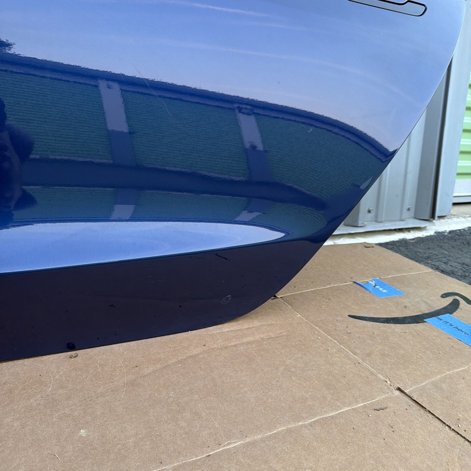 21-23 OEM Tesla Model 3 Rear Left Driver Side Door Shell Panel COMPLETE BLUE