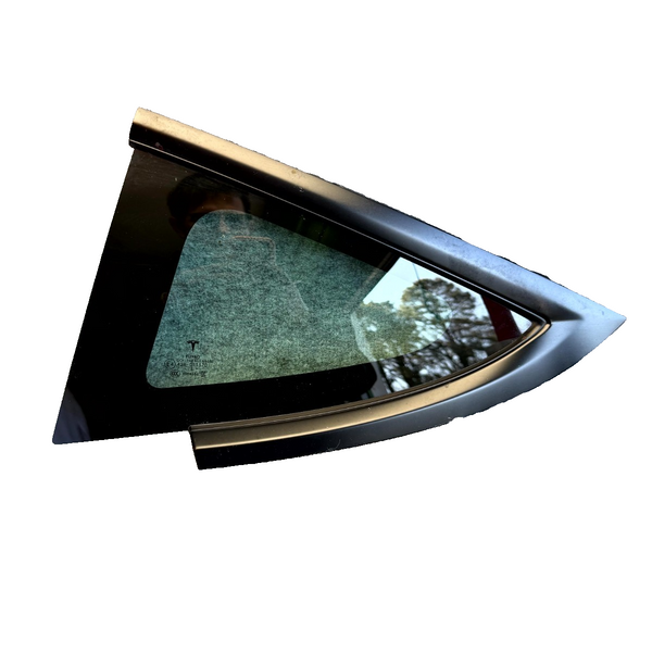 17-23 TESLA MODEL 3 REAR LEFT QUARTER WINDOW GLASS W/ MOLDING OEM, 151497801C