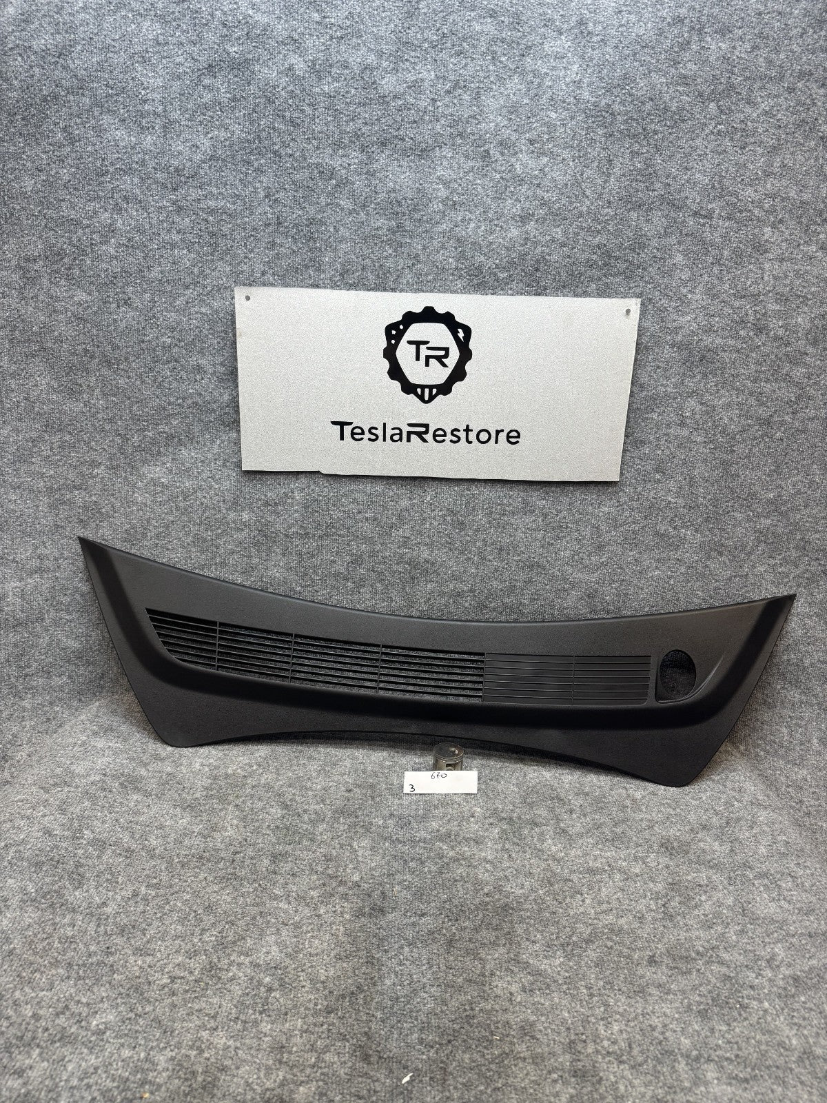 2017-2023 TESLA MODEL 3 REAR APRON WINDSHIELD WIPER COWL COVER OEM, 1081675-00-B