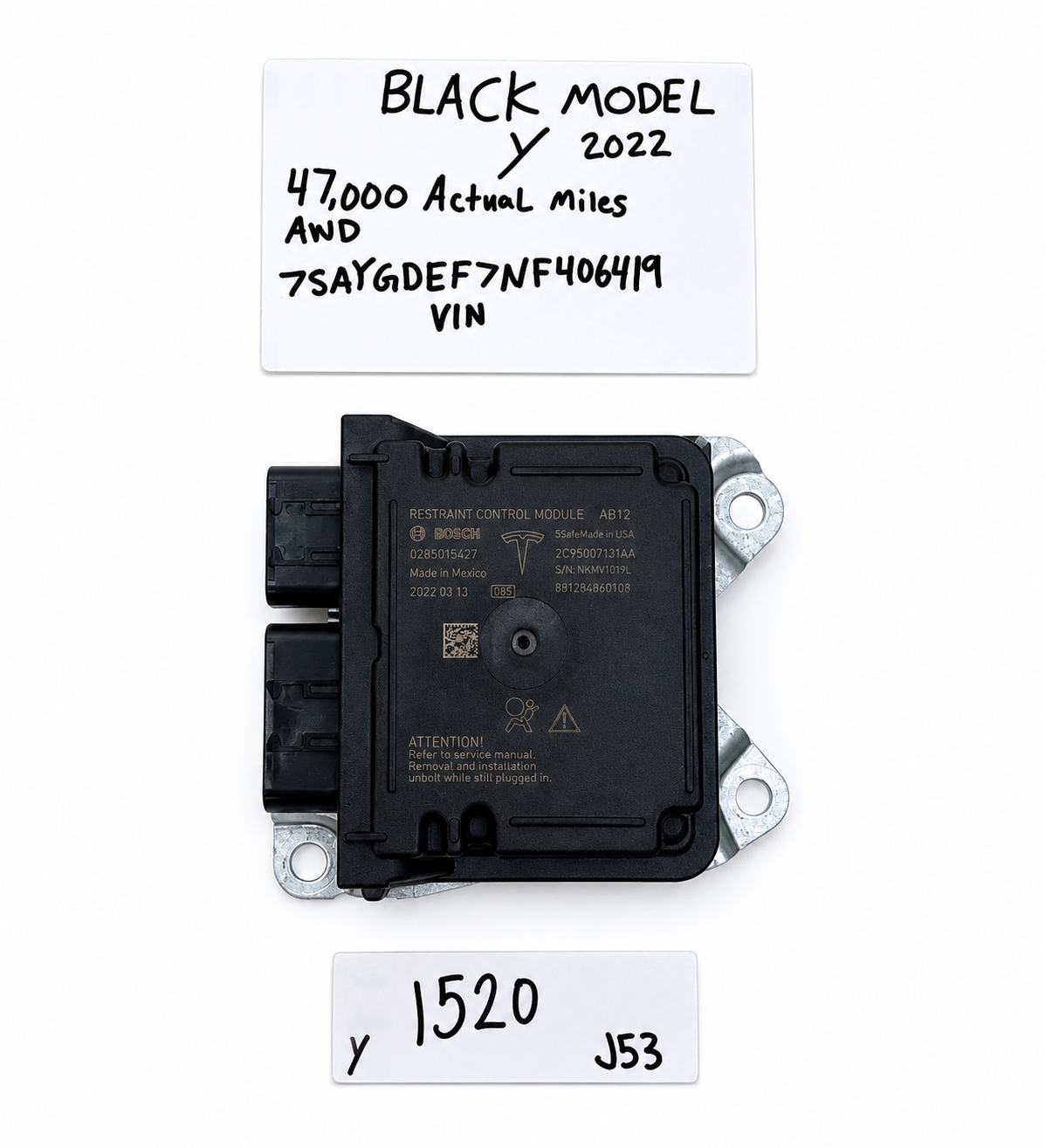 2022 Model Y Universal Restraint Diagnostic Control Module SRS 1512876-00-B