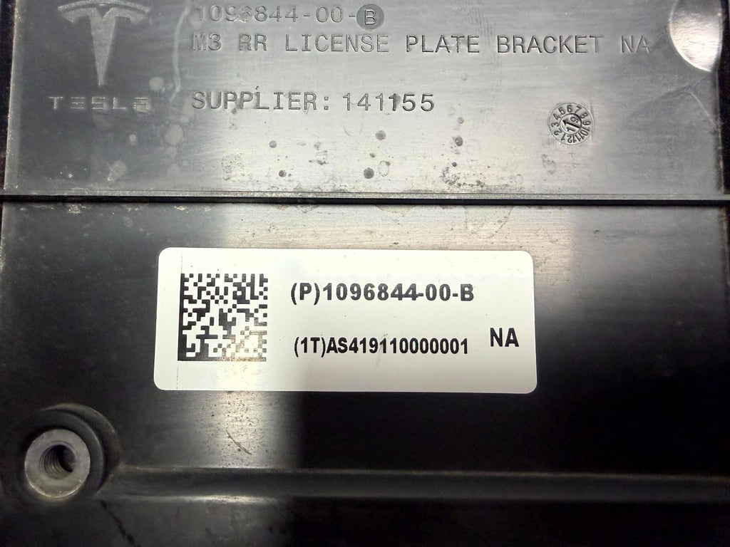 ♦️2017-2023 TESLA MODEL 3 Y REAR LICENSE PLATE HOLDER BRACKET OEM, 1096844-00-B
