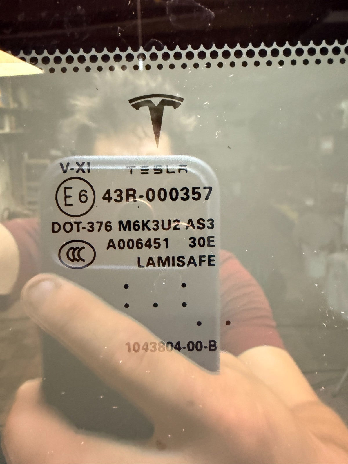 2012-2015 Tesla Model S Panoramic Roof Rear 2nd Top Glass 43R-000357